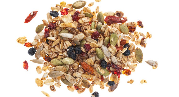 Pile of homemade granola pile of grains