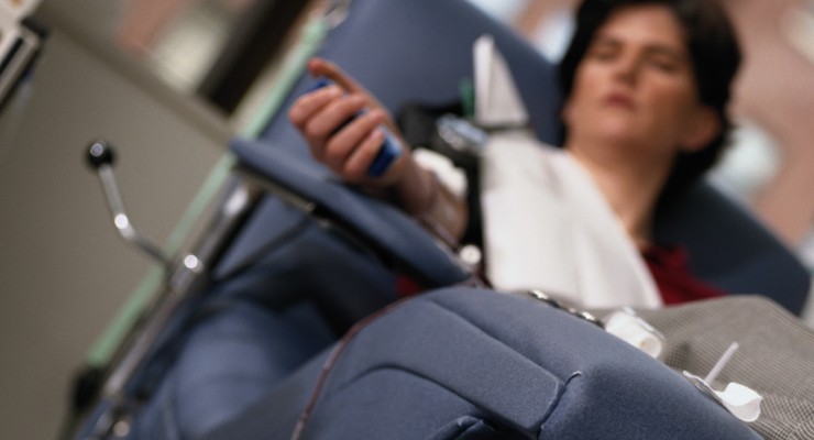 woman in patient chair.