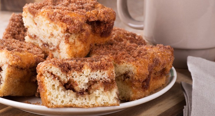 Cinnamon Swirl Coffee Cake pieces of coffee cake on a plate
